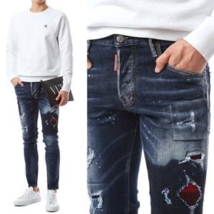 디스퀘어드 DSQ 페인트스팟 체크덧댐 진청진/71LB0838