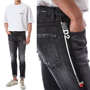 디스퀘어드 D2 사이드지퍼 디스덧댐 블랙진/74LB0879