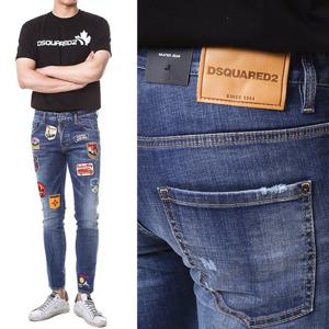 디스퀘어드 트래블자수패치 중청 워싱진/74LB1205