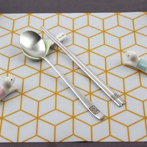 DMK 스테인리스 전통무늬 컬러 레이 저 청 수저 1P