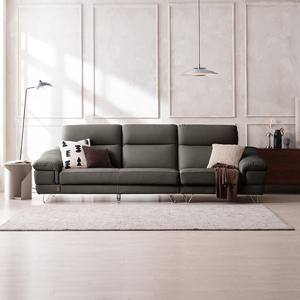 [다우닝] 레아 4인 전체 내추럴 천연가죽 소파+스툴