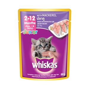 위스카스 파우치 주니어 고등어 80gX5개/고양이파우치
