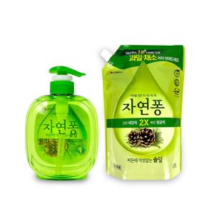 자연퐁 솔잎(490ml 본품)-1개+자연퐁 솔잎(1.18L 리필)-1개