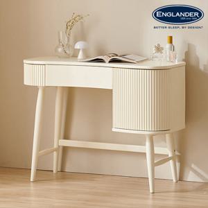 웨스트 크림화이트 원목 템바보드 콘솔 수납 화장대(거울제외)