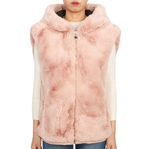 무스너클 버니 여성 후드 퍼 조끼 M33LV464 1188