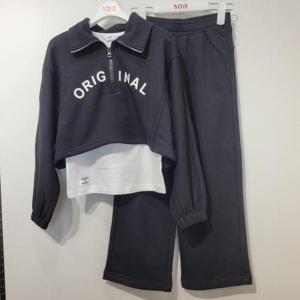 더센트럴 소이 TC01 노기모 블랙 반오픈 카라 세트티 와이드바지 세트 23W0785 23W0786