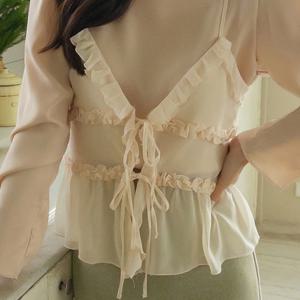 오드 BLO378 로맨틱 샤샤 쉬폰 리본 뷔스티에