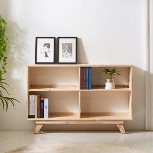 에보니아 우디 1200 2단 삼나무 원목 책장 [수도권무료배송]