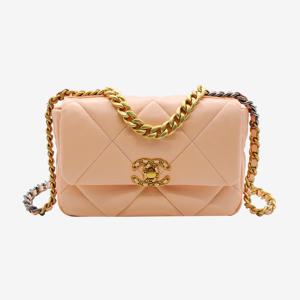 샤넬 19 클래식 핸드백 램스킨 금장 라이트 오렌지