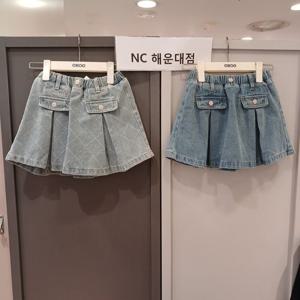 [오후]찰랑찰랑 예쁘게 퍼지는 주름치마~~체크 데님 스커트 OHWH24152
