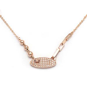 [비앤비골드] 14K 고딕H 타원 큐빅 체인 목걸이 JNN40122