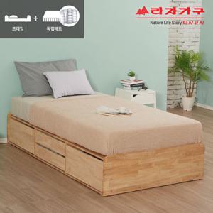 라자가구 비바 팀버 원목 4서랍침대 SS 독립매트 LST019