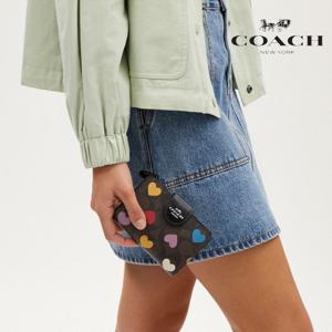 코치 COACH CP418 OS 여자 하트 프린티드 미디엄 지퍼 지갑