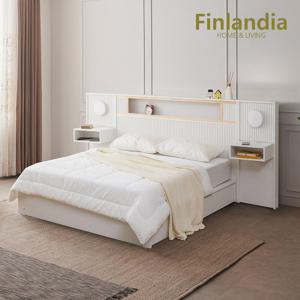 핀란디아 리안 LED 수납 퀸침대Q+조명협탁2개
