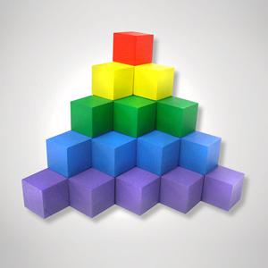 (가베가족)KS0163 2.5cm 칼라쌓기나무 100pcs(고급형)