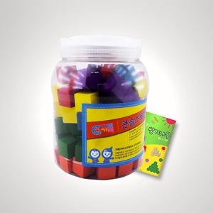 (가베가족)KS0132 큰솔2.5cm칼라쌓기나무 100p실속+미니북+통