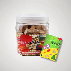 (가베가족)KS0127 큰솔2.5cm원목쌓기나무100p실속+미니북+통