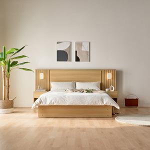 [파로마 본사] [착불] 지바 서랍형침대프레임Q/K+사이드협탁세트