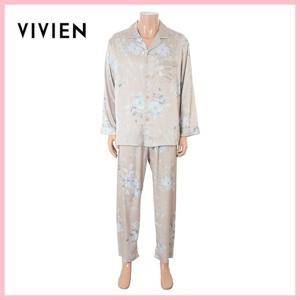 [비비안(언더웨어)]고풍스러운 화사한 플라워 고급 물실크 남성 파자마 잠옷세트 MP8816A