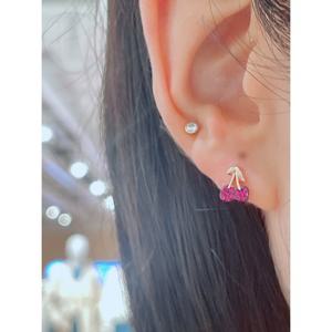 미니골드 14k [THANKYOU] 더블체리 피어싱 EJUM4023