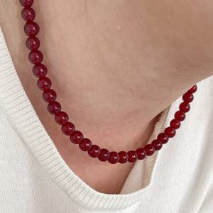 천연원석 자마노 자만옥 클래식 목걸이6mm