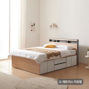 에리스 LED+USB형 2단서랍침대Q (서랍중앙1+도어2)(매트 미포함)