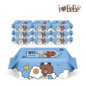 [아이러브베베]라인프렌즈 버블에디션 30매 비데용 10팩 리필형 아기물티슈