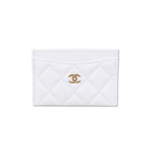 (명품) 샤넬 클래식 캐비어 카드홀더 화이트 금장 AP