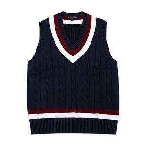 [브룩스브라더스] BB_코튼 케이블 테니스 V넥 스웨터 (네이비) (BBWVMM7302QES)