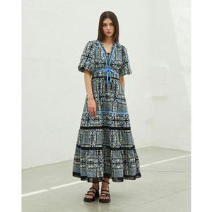 [에고이스트] EP3WO761 배색 테이프 페이즐리 원피스 (23년 가을)