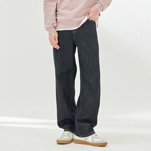 썸머데님 남성 블랙 밴딩 와이드 에어 데님 팬츠-DBRK2325C03