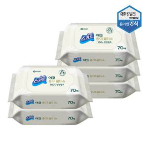스카트 친환경 생분해 에코 종이물티슈 70매 x 5개 41802