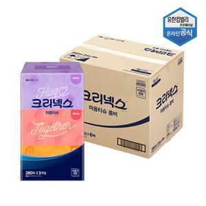 크리넥스 미용티슈 천연펄프 280매 콤비 3개입x6팩 1박스4600361