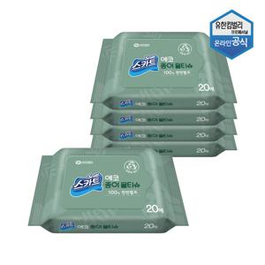 스카트 에코 종이 물티슈 휴대용 20매 x 5개 41803