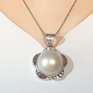 [블루케이] 실버 마베진주 원석목걸이240207-17탄생석