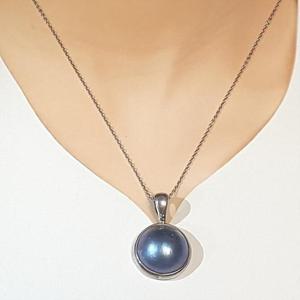 [블루케이] 실버 마베진주 원석목걸이240207-02탄생석