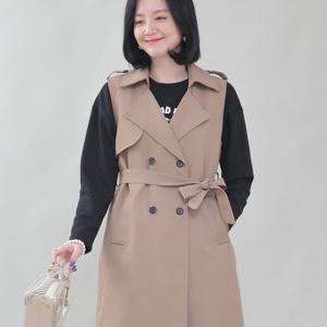 애비뉴투지 엄마옷 트렌치 더블 버튼 플랩 롬 조끼 V03432