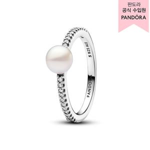 [판도라(주얼리)][백화점 보증서 제공]트리티드 프레쉬워터 컬처드 펄 앤 파베 오픈 링_193158C