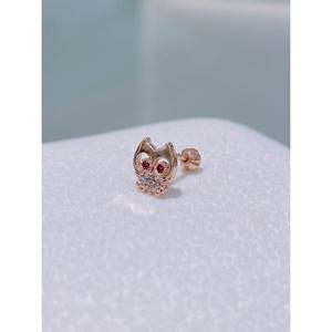 미니골드 14k 부엉이 레드큐 피어싱 EONM4125