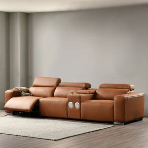 이튼스 실리콘레더 구스 제로월 컵홀더 4인 리클라이너 소파