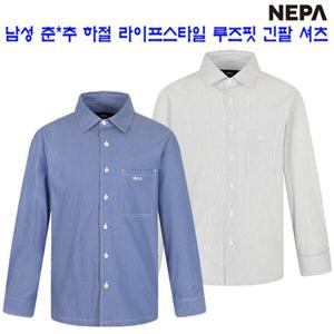 [네파][남방 셔츠](7J11541)_남성 봄 가을 여름 캐주얼 스트라이프 긴팔 셔츠(루즈핏)