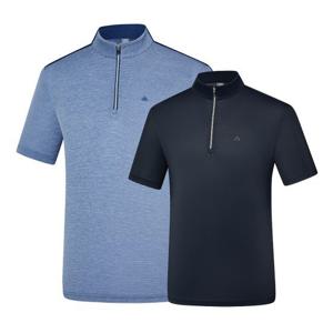 콜핑 스트라이프 쿨링 시원한 남자 여름 등산 반팔 집업 냉감티