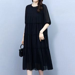 [바바라옷장]248035 - 7부 캉캉 쉬폰롱원피스 쉬폰원피스 빅사이