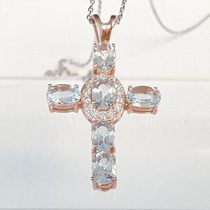 [블루케이] 아쿠아마린 원석 목걸이240312-20십자가