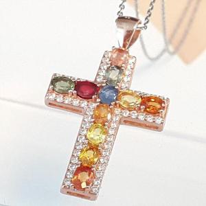 [블루케이] 팬시사파이어 원석목걸이240312-14십자가