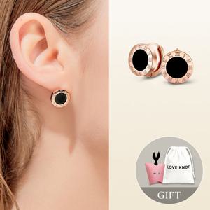 하트보석함+14K 라운드 로마 오닉스 귀걸이(plated) EB-1098-P