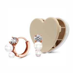 하트케이스+14K 데인티 진주 귀걸이(plated) EB-1110-P