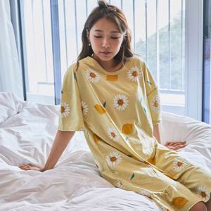 들꽃 가든 엘로우 반팔 잠옷 원피스잠옷-Green