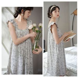 프렌치 고급 민소매 U넥 원피스 U넥 잠옷