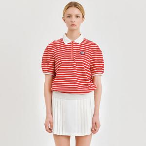 [마틴골프]여성 스트라이프 반집업셔츠 레드 (QW0DKS21076)